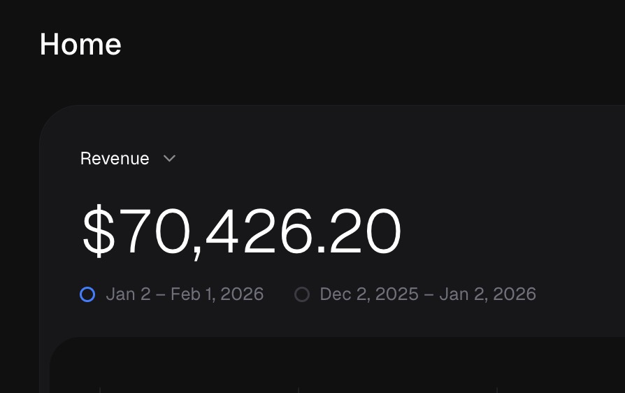Revenue dashboard screenshot