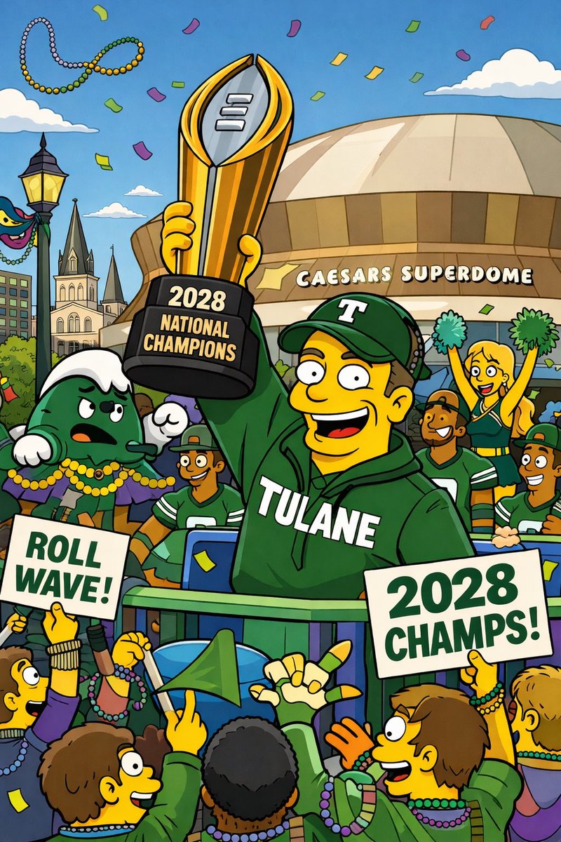 TopTierTulane's tweet photo. What do The Simpsons know 👀 🏆 https://t.co/F9Wq8VtsCE