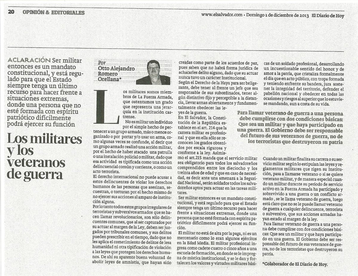 LOS MILITARES Y LOS VETERANOS DE GUERRA
Los militares somos miembros de La Fuerza Armada, que ostentamos un grado que representa una jerarquía en la institución castrense.
No es militar un individuo por el simple hecho de pertenecer a un grupo armado...
facebook.com/share/p/1HVqci…