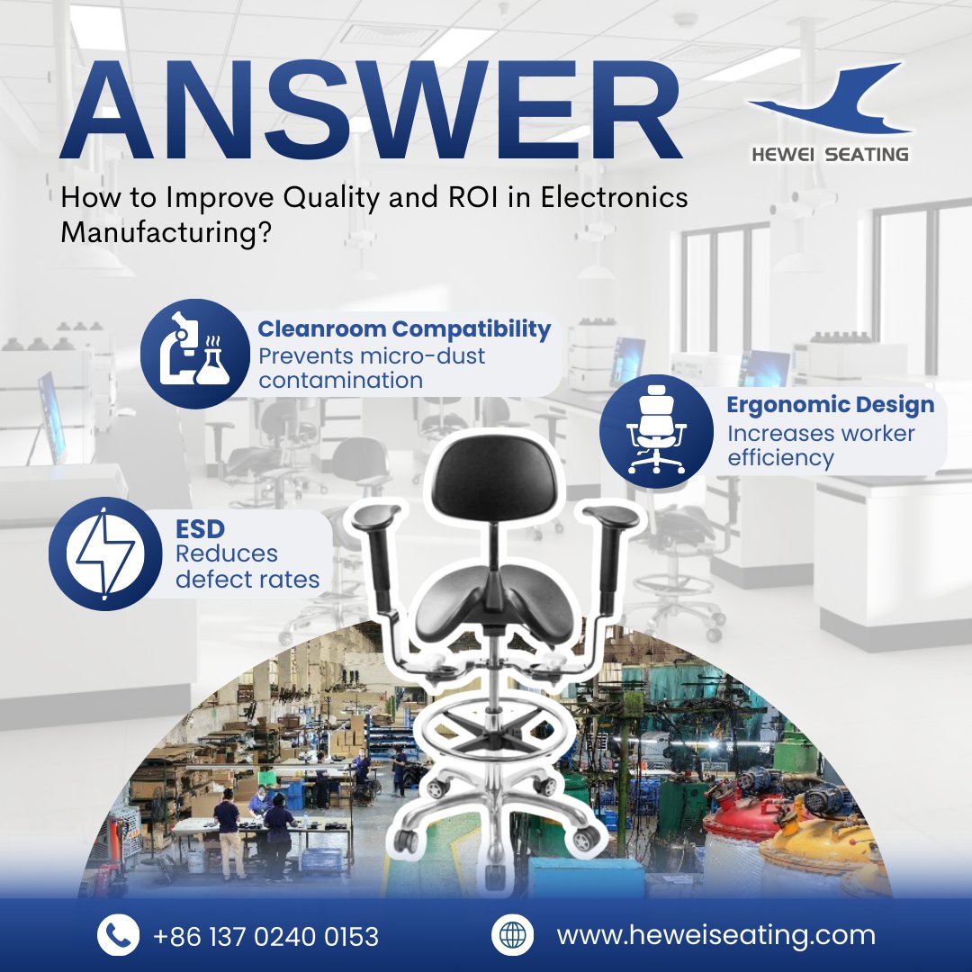 hewei_seating's tweet image. Do you know how ESD chairs can improve your production line's yield? Static protection is essential!

Keep posted with HEWEI for how the right seating can enhance ROI in your electronics manufacturing.  heweiseating.com/laboratory-cha…

#HEWEI #LabChair