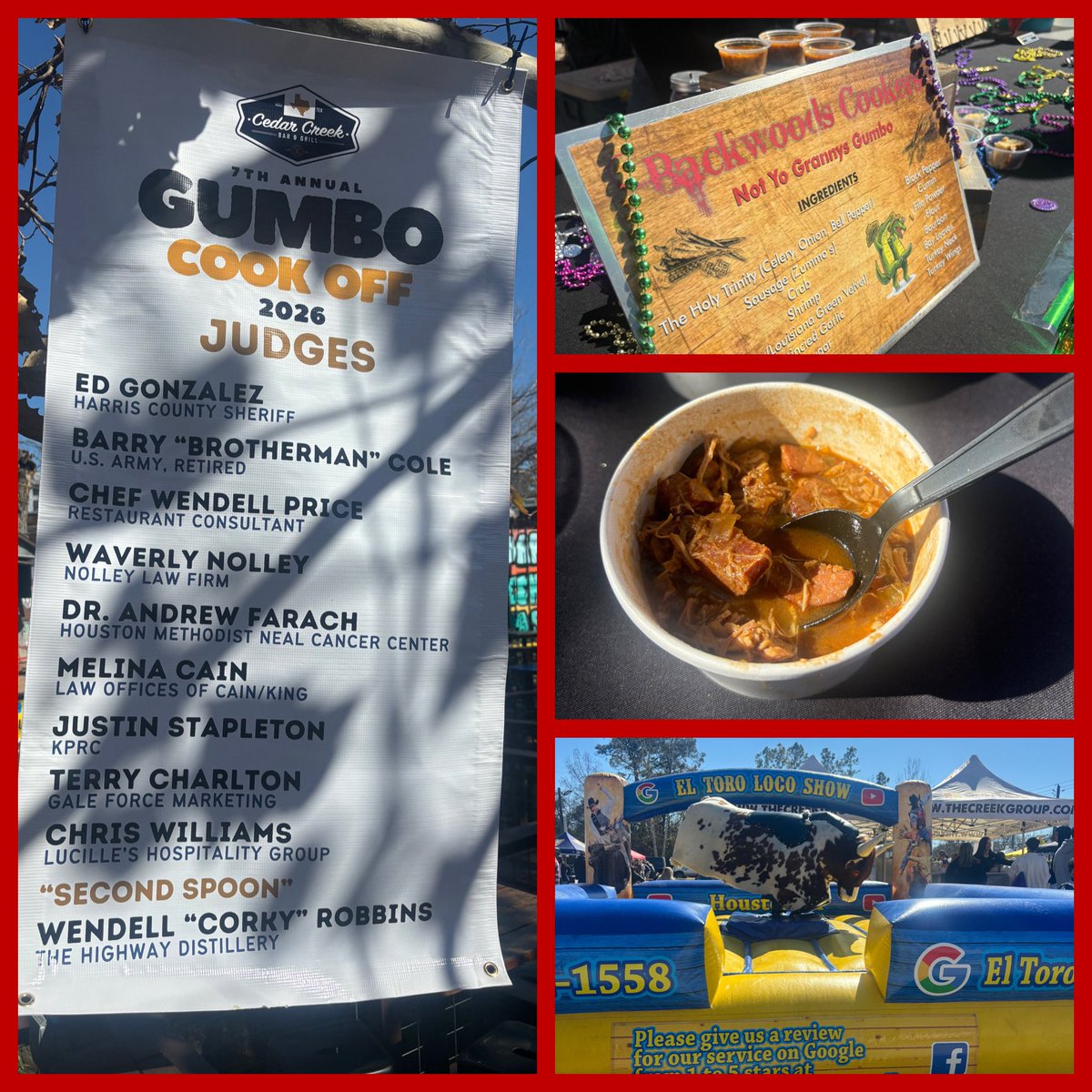 SheriffEd_HCSO's tweet photo. Had an amazing time as guest judge at the 7th Annual Cedar Creek Gumbo Cookoff! ๐ฅ๐ฒ Good times, great friends, unbeatable eats, and nice weather. Huge thanks to everyone who cooked, competed, and came outโyโall made it special!
#GumboCookoff #HoustonEats #SaturdayVibes https://t.co/ma5HwYqQND