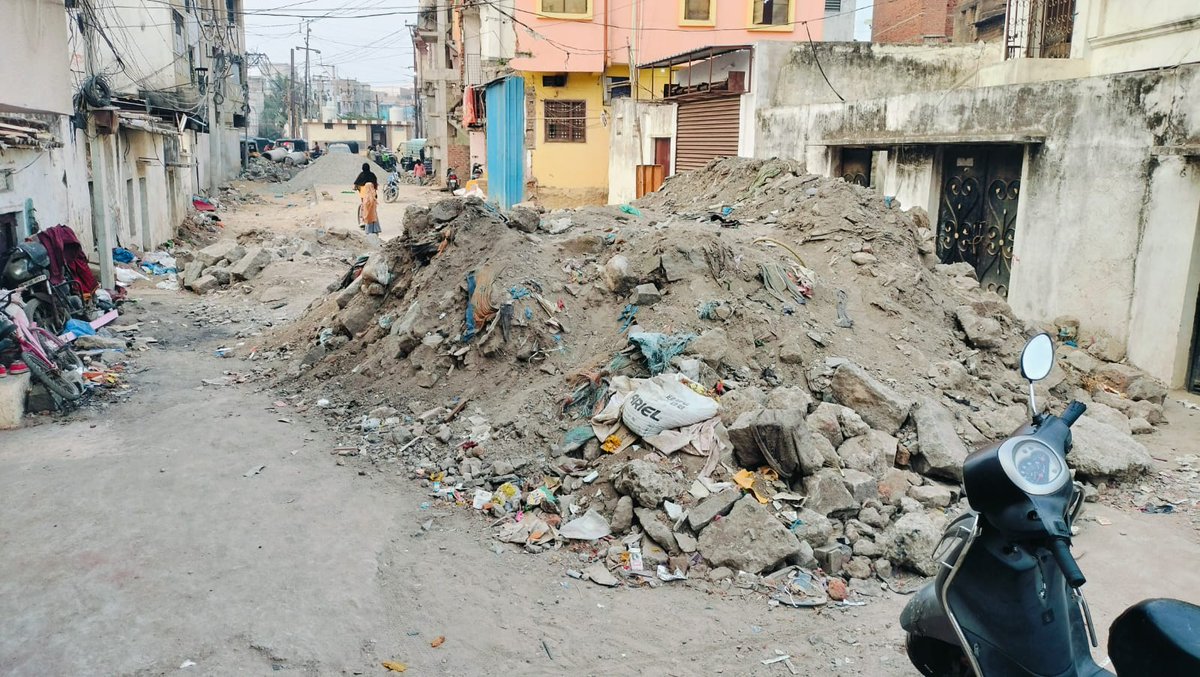amjedmbt's tweet photo. Dear @CommissionrGHMC, As you may be knowing that holy month of Ramzan-2026 is fast approaching, The Remodeling of major SW Drain (Nala) from Dabeerpura to Moula Ka Chilla via Ganga Nagar in Yakutpura Assembly Constituency is going on very slowly.

The dismantled material is thrown all over the construction site and big pits at every entrance of the house.Hence it requested to ask the said contractor to first clear the dismantled material from entire area specially at Hyder Hotel, Yakutpura and close all pits dug up.The entire area should be clear of dismantled material and all pits closed before Ramzan without fail.
@GHMCOnline @CEC_EVDM