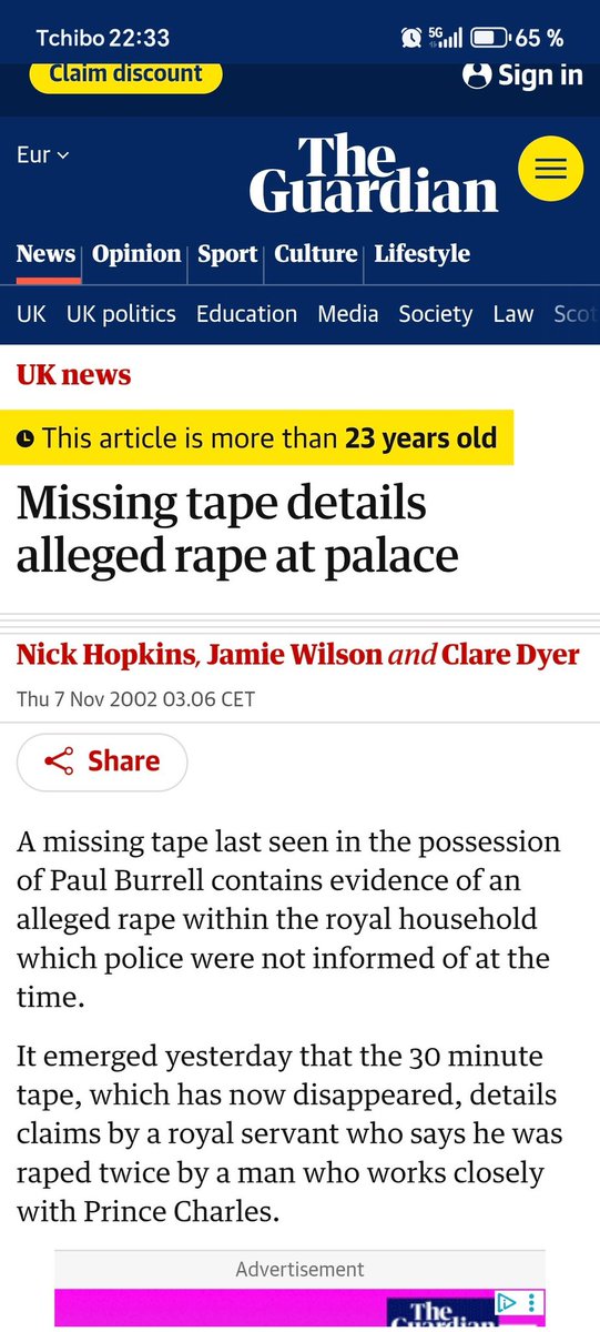 Princess Diana recorded George Smith detailing his rape and Charles alleged relationship with the alleged rapist Michael Fawcett. In 1996. In 1997 she was dead. Paul Burrell apparently knew the whereabouts of the tapes along with Diana's sisters. He was going to trial for