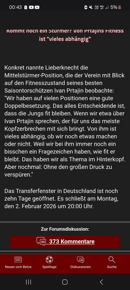 23.1.2026
Es war jedem auch intern klar dass Prtajin körperlich nicht zuverlässig sein wird. Bassette ist ein komplett anderes Profil, unabhängig von seiner Qualität, an der ich noch Zweifel hege. Jetzt muss Klos in 2 Tagen was zaubern, aber die Saison ist eh fast tot

#betze