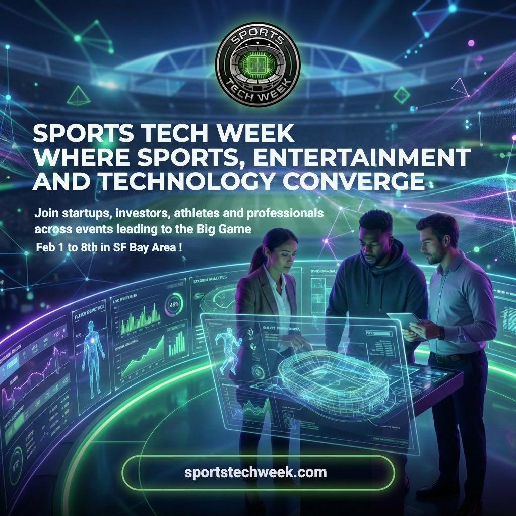 sportstechweek's tweet photo. We’re thrilled to launch the inaugural #sportstechweek Feb 1-8 for #BayArea from SF to San Jose to connect people and events across sports, entertainment and technology leading to #SuperBowl

https://t.co/eu6sRfbKa2

Learn more about dozens of amazing summits, panels, mixers, pitches, mixers, concerts, showcases and fan experiences and meet athletes, startups, investors, leaders and professionals!

(please share or hit reply if you want to share more events the community should know about!)