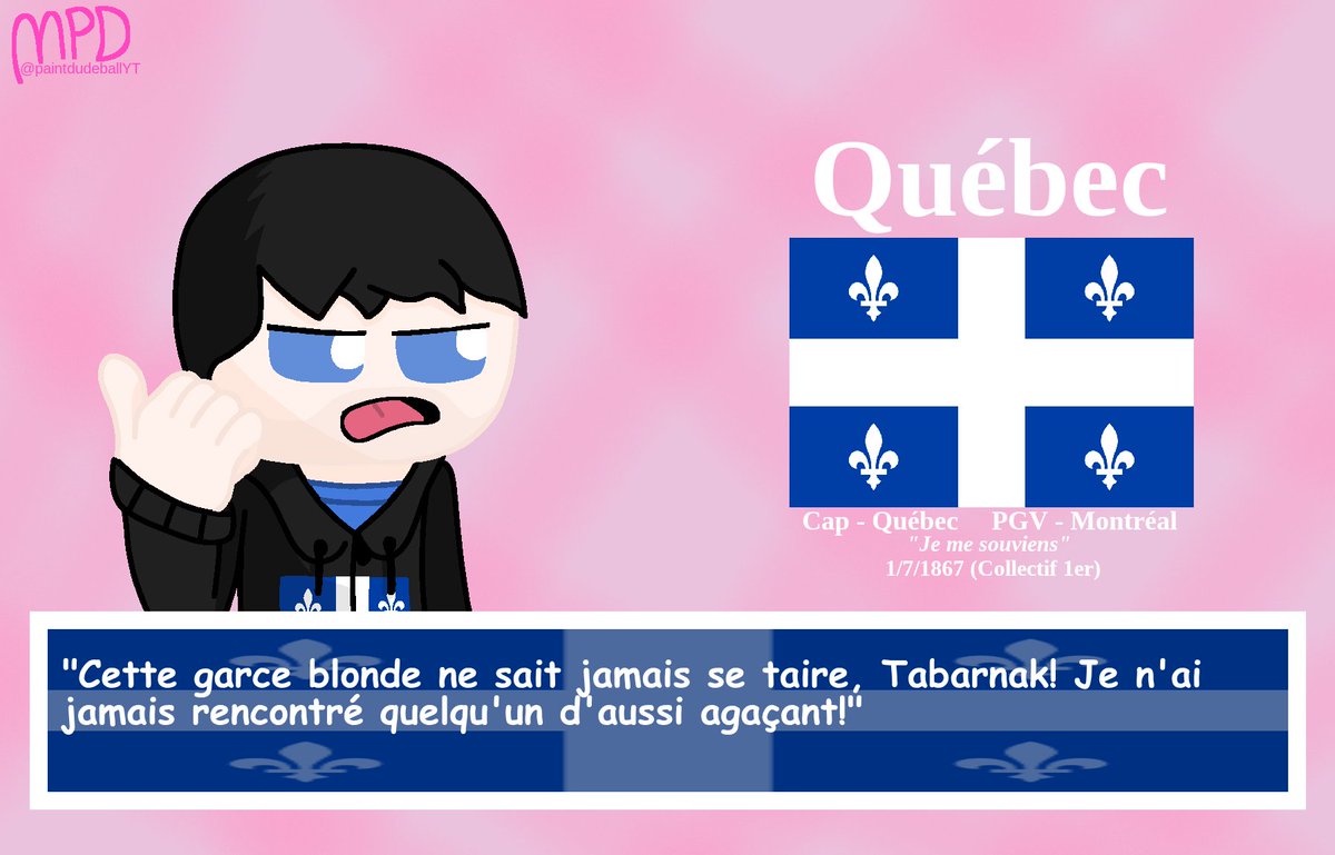 paintdudeballYT's tweet photo. Central Canada (Ontario et Québec) w/ Quotes 🍁⚜️

#CountryHumans #カントリーヒューマンズ #ProvinceHumans #CountryHumansOntario #CountryHumansQuebec https://t.co/z18BVPcvHo