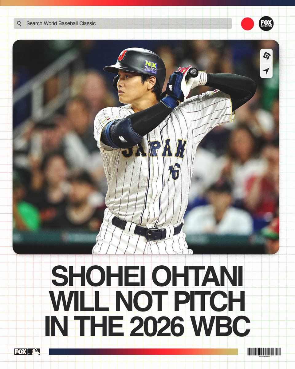 Dave Roberts revealed that Shohei Ohtani has decided not to pitch in the 2026 World Baseball Classic. Ohtani will still DH for Japan.