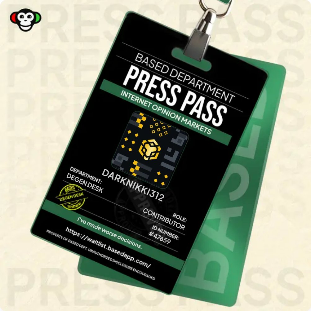I just minted by "PRESS PASS" from
<a href="/Basedappcom/">Based</a>

Mint Yours Now!  Start Here 👇waitlist.basedapp.com/?ref=pAKwJ71wWp