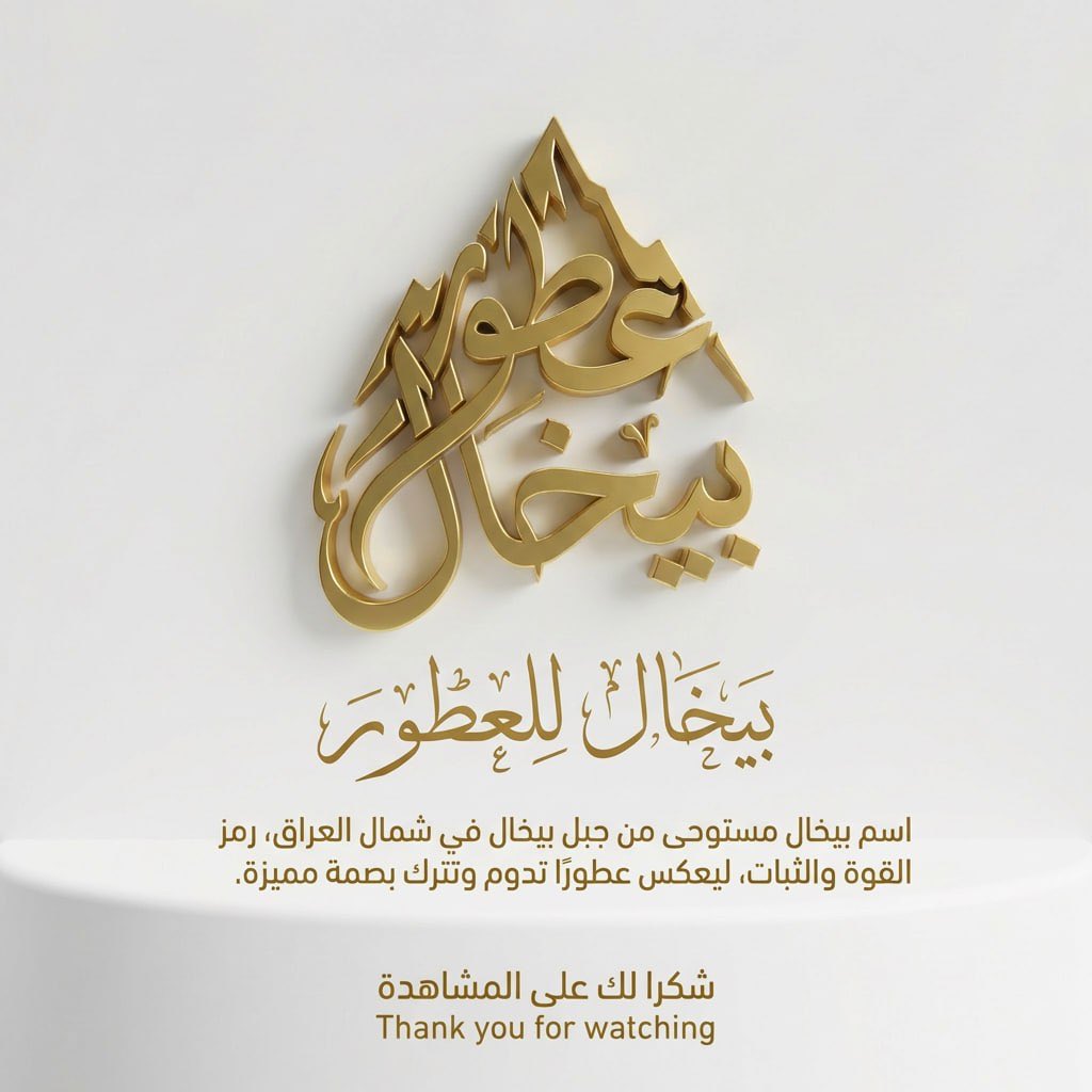 نرحّب بكم في بيخال للعطور 🌿
حيث تلتقي الجودة بالفخامة، وتتحوّل الرائحة إلى بصمة لا تُنسى.
نقدّم لكم تشكيلة مختارة من العطور الرجالية والنسائية، الأصلية والمركّبة، بثبات قوي وفوحان يعبّر عن شخصيتكم.
بيخال عطر مستوحى من قوة الجبال، ليمنحكم حضورًا يدوم للطلب والاستفسار 07880922003