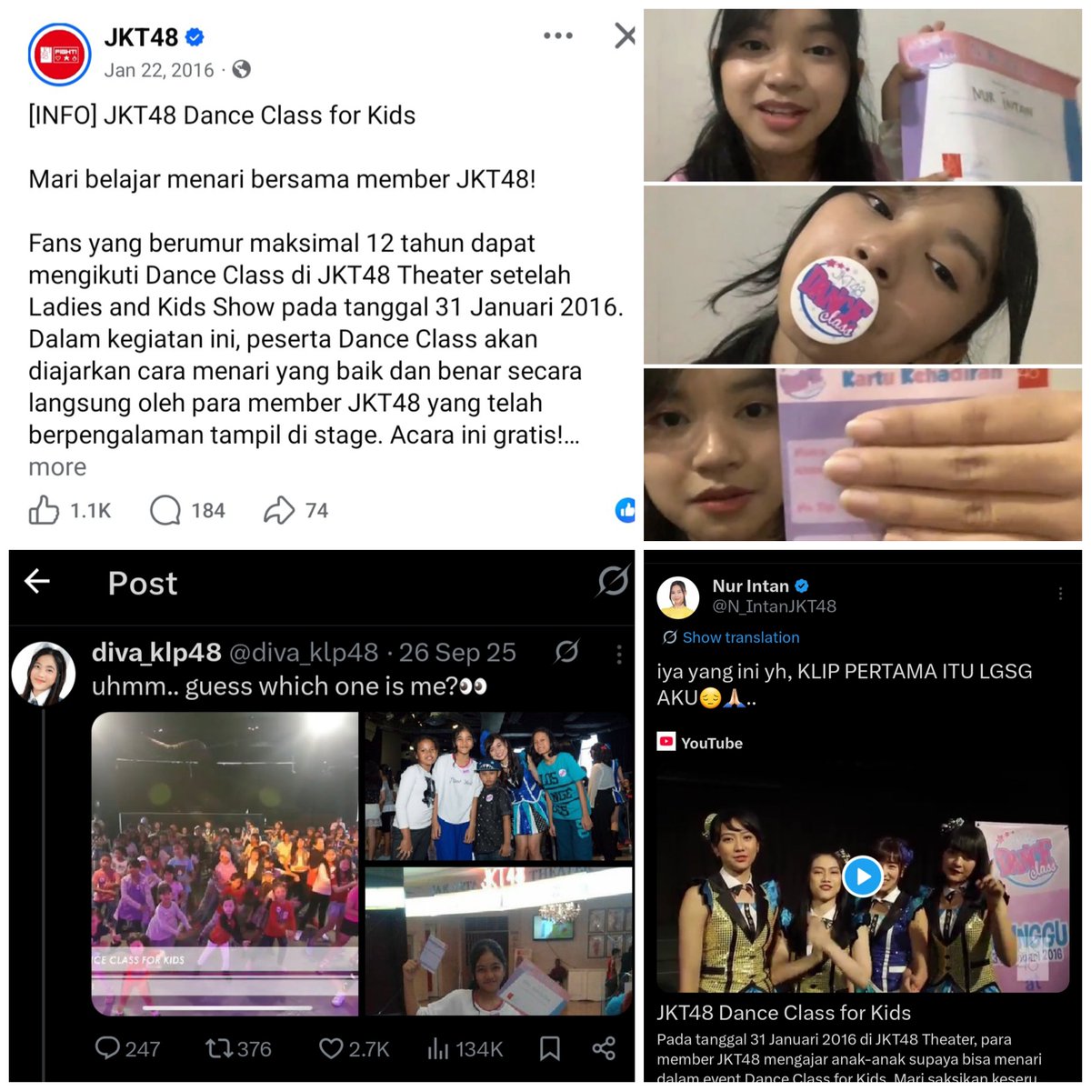 vvotanet's tweet photo. 10 tahun yg lalu JKT48 mengadakan event "JKT48 Dance Class for Kids" dan ada 2  pesertanya yang sekarang menjadi trainee JKT dan member KLP https://t.co/zva6nrVpZ8