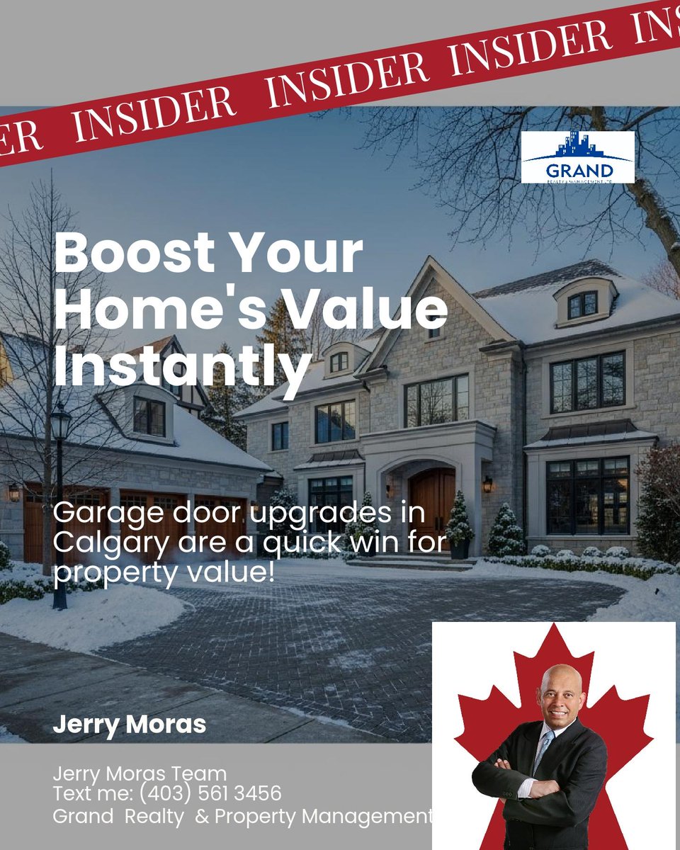 MorasRealty's tweet photo. Ready to boost your home’s value in Calgary? 🔧🚀 Start with an easy win, garage door replacement offers a 268% ROI and ramps up curb appeal instantly. Perfect for those snowy commutes in Airdrie &amp; Cochrane! #CalgaryRealEstate https://t.co/1AKCnFpdzh