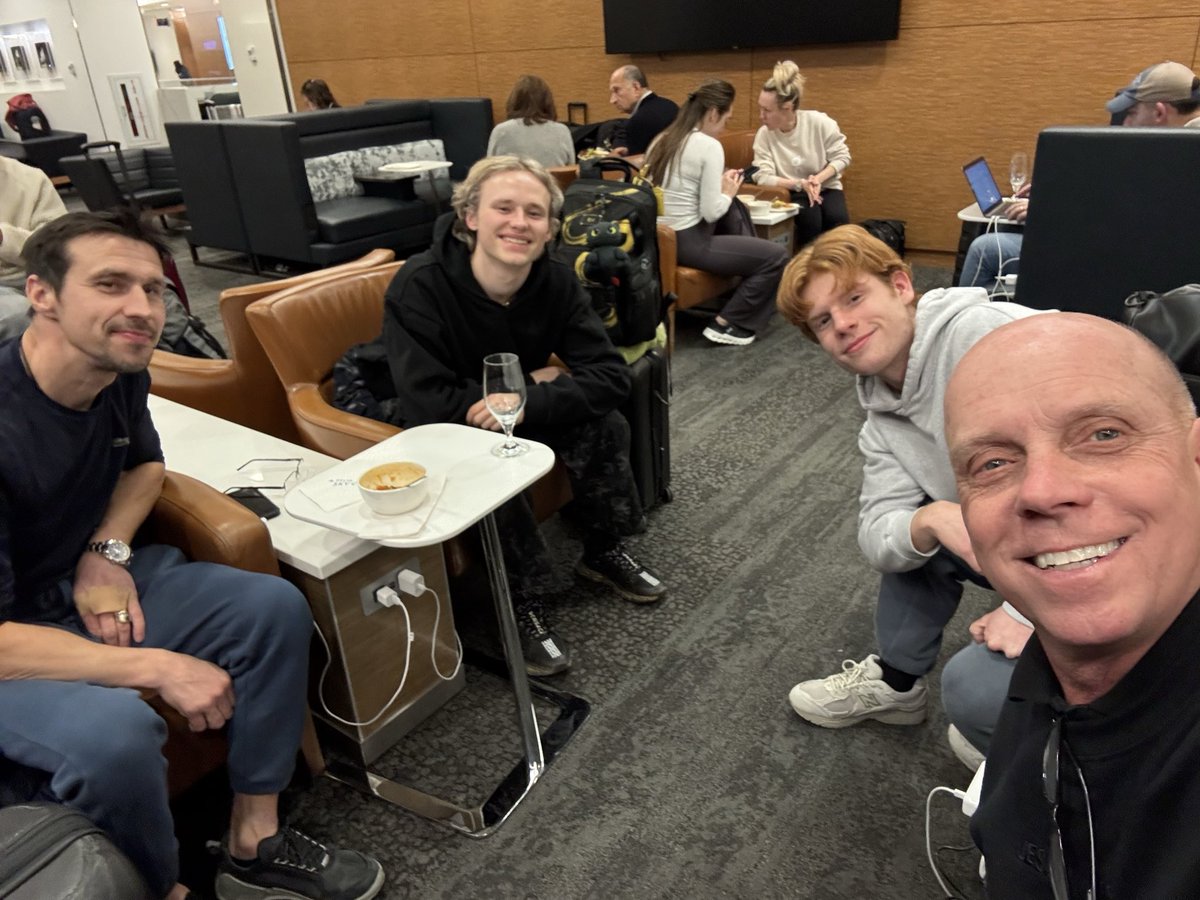 Sometimes a cancelled flight turns out better than the original! We were supposed to go out of Atlanta, but got rebooked through New York.
Little did we know that we would end up with Ilia Malinin and his dad in the same airport at the same time!
Off to Milan!