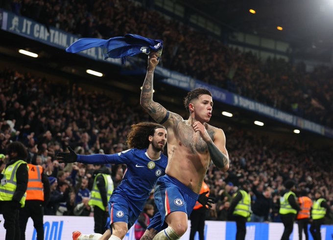 goalsside's tweet photo. ⏰ — 7' Chelsea 0-1 West Ham  

⏰ — 36' Chelsea 0-2 West Ham   

⏰ — 57' Chelsea 1-2 West Ham   

⏰ — 70' Chelsea 2-2 West Ham

⏰ — 93' Chelsea 3-2 West Ham

An unbelievable comeback from Chelsea…what a performance from the team 🔥🔥 https://t.co/1YA8FS7lJ6