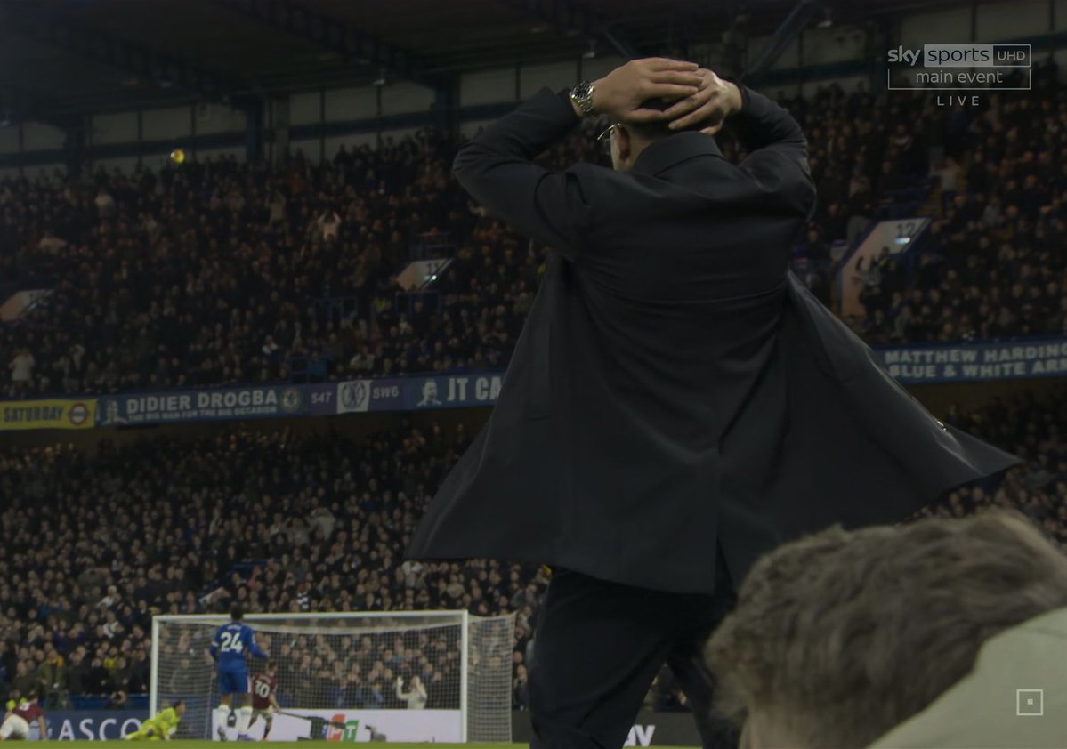 ⏰ — 7' Chelsea 0-1 West Ham  

⏰ — 36' Chelsea 0-2 West Ham   

⏰ — 57' Chelsea 1-2 West Ham   

⏰ — 70' Chelsea 2-2 West Ham

⏰ — 93' Chelsea 3-2 West Ham

An unbelievable comeback from Chelsea…what a performance from the team 🔥🔥