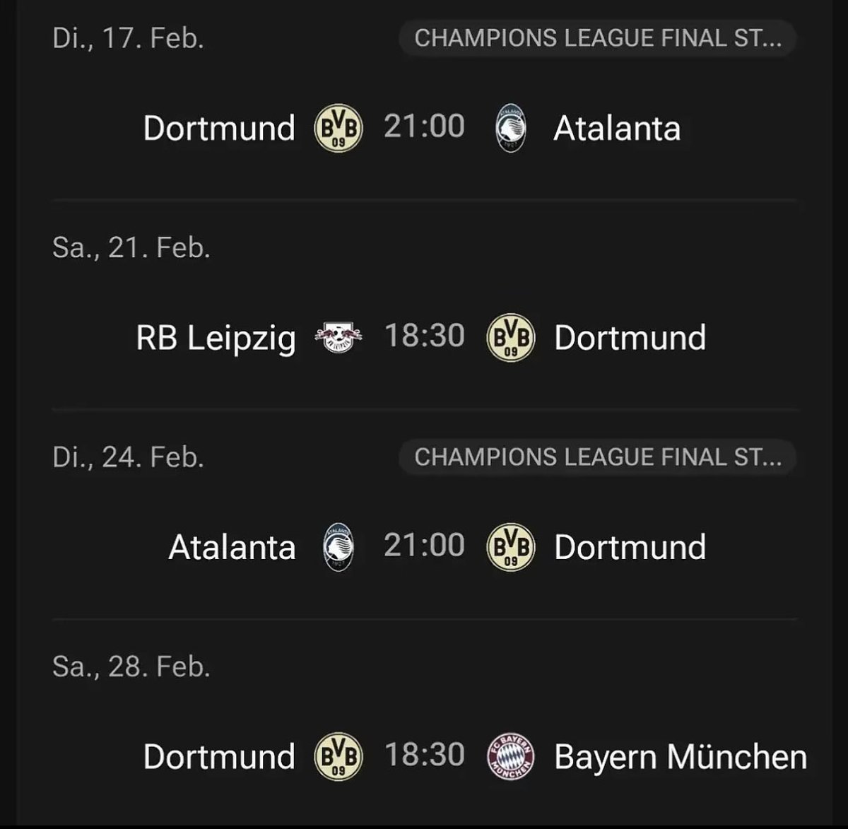 <a href="/levins0hn/">Niklas Levinsohn</a> Und hier ist dann wieder Ende. Die CL Playoffs werden Dortmund sehr teuer zu stehen kommen.