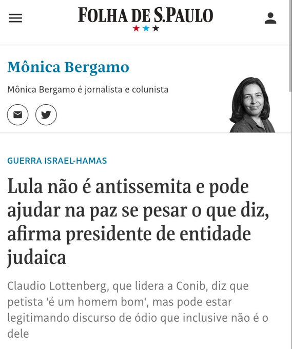 Seria interessante se a comunidade judaica no Brasil se manifestasse no sentido de assegurar que o tal
'presidente' da entidade , realmente,  fala em nome dos judeus brasileiros