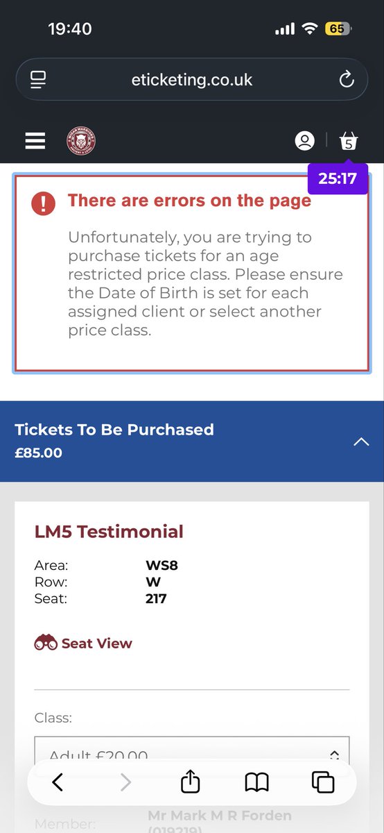 MRF_1983's tweet photo. @WiganWarriorsRL getting this error message again trying to buy tickets for tomorrow. Have had to ring the office in the past but will it be open tomorrow? Nowhere to put DOB in https://t.co/0CRCoq8slG