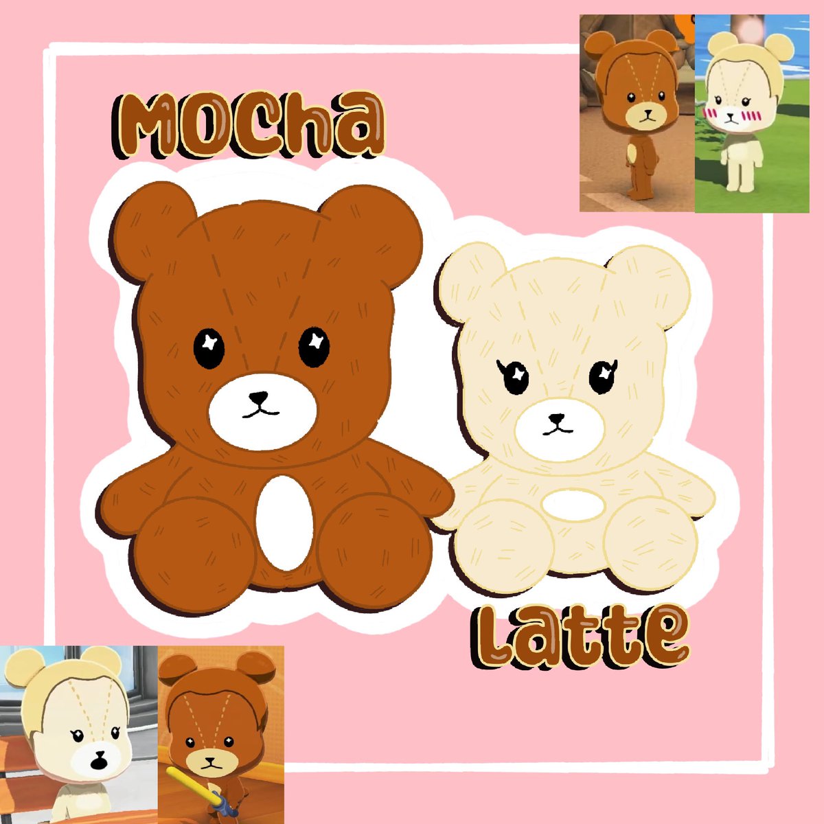OhhMyKawaii's tweet image. I drew Mocha and Latte as actual teddy bears 🥹