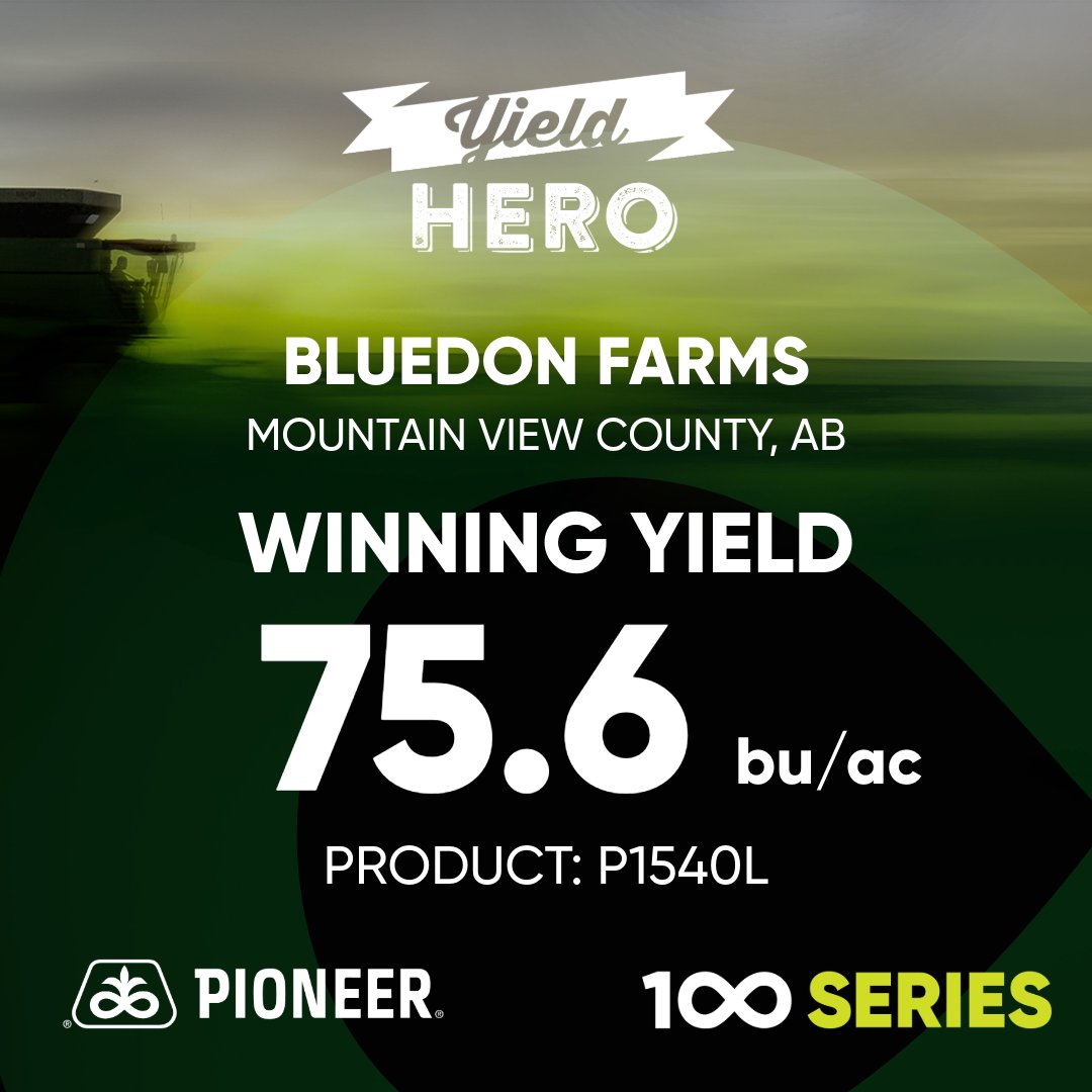 PioneerSeedsCA's tweet photo. Congratulations to Bluedon Farms from Mountain View County, AB on being our next #YieldHero25 winner! π π€
#Pioneer100Series #meaningfullydifferent https://t.co/YFzPfkQgM2