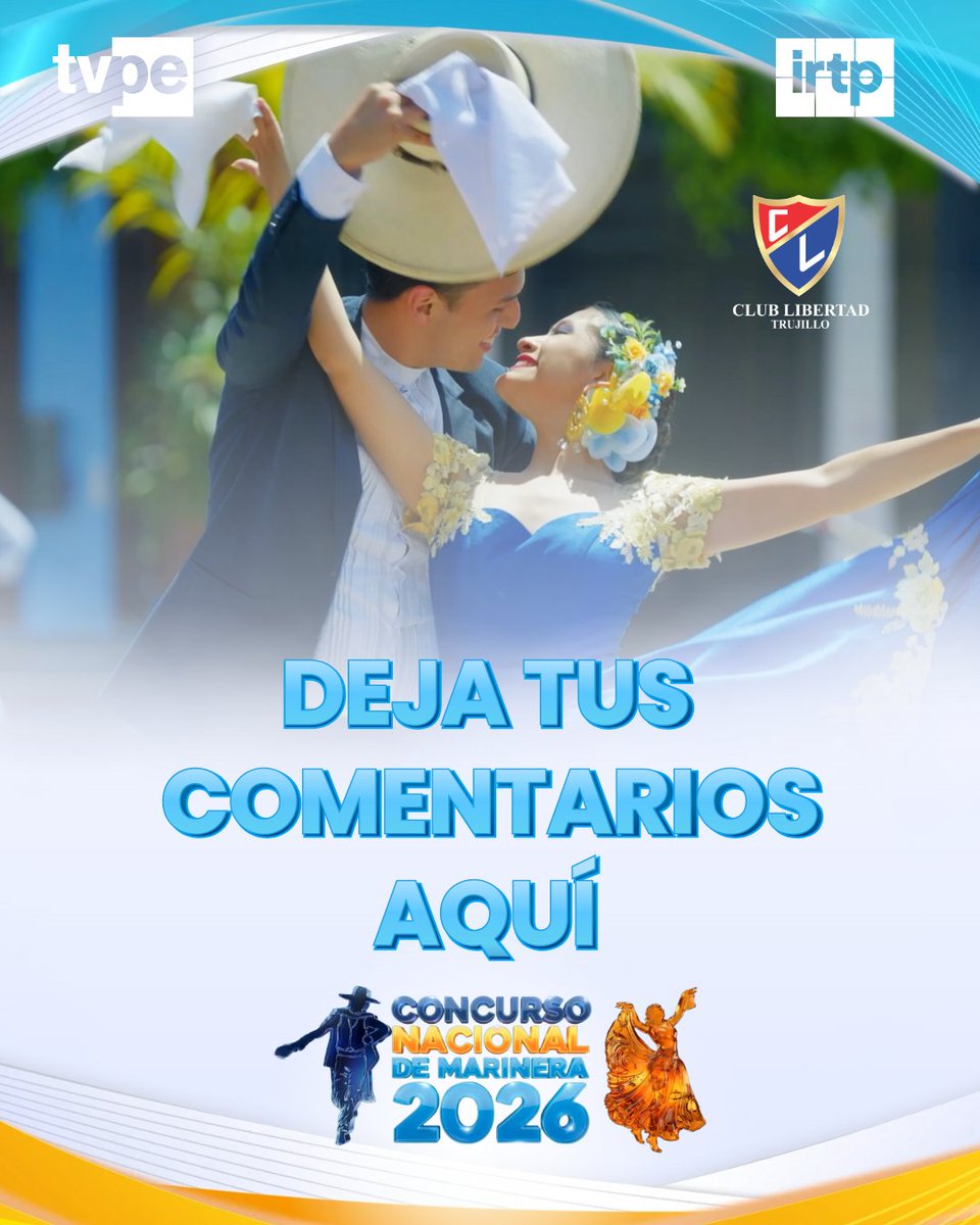 tvperupe's tweet photo. 💬 ¡Déjanos tus comentarios!
Escríbenos y participa en vivo, porque la marinera es una fiesta que #NosUne. 💙🇵🇪
#Marinera2026XTVPerú #Marinera2026 https://t.co/7Oxo7pomkP