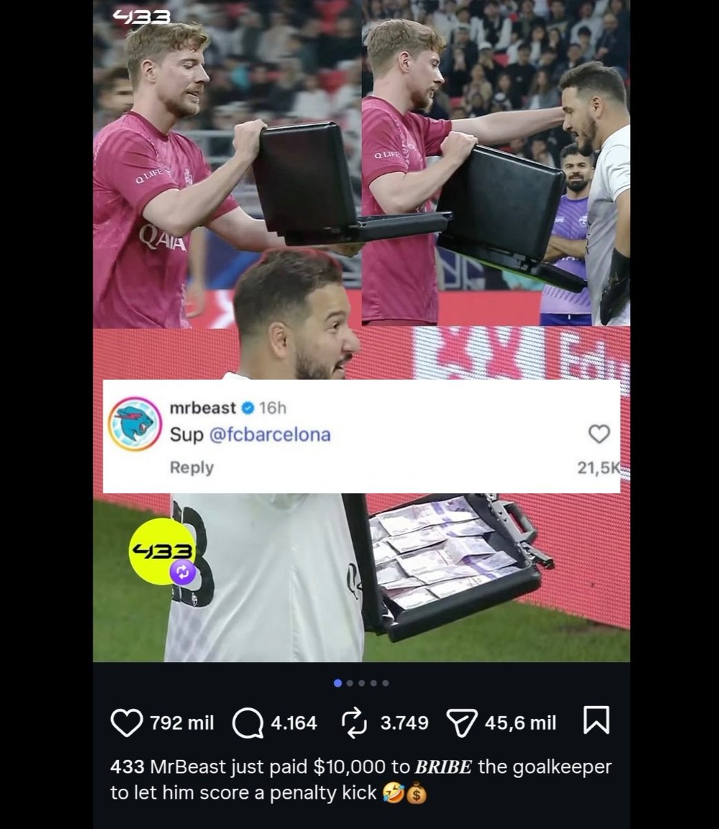 Pues ya ha hablado más del Caso Negreira el bueno de Mr. Beast que la mayoría de periodistas españoles. 
Muchísimo honor.