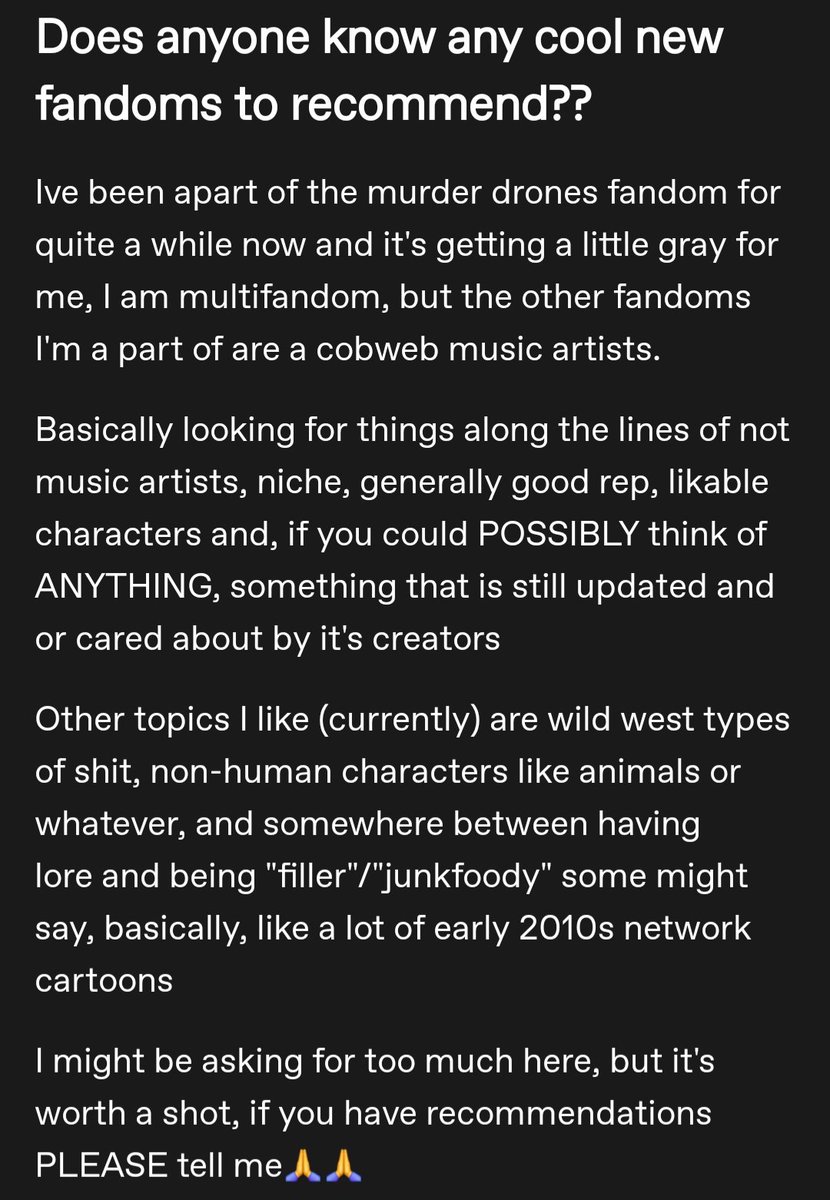 107PeiceNuggets's tweet image. Posted this on Tumblr, might as well post it here

#newfandom #helpme #mdtwt #recomendation #fandomrecomendation