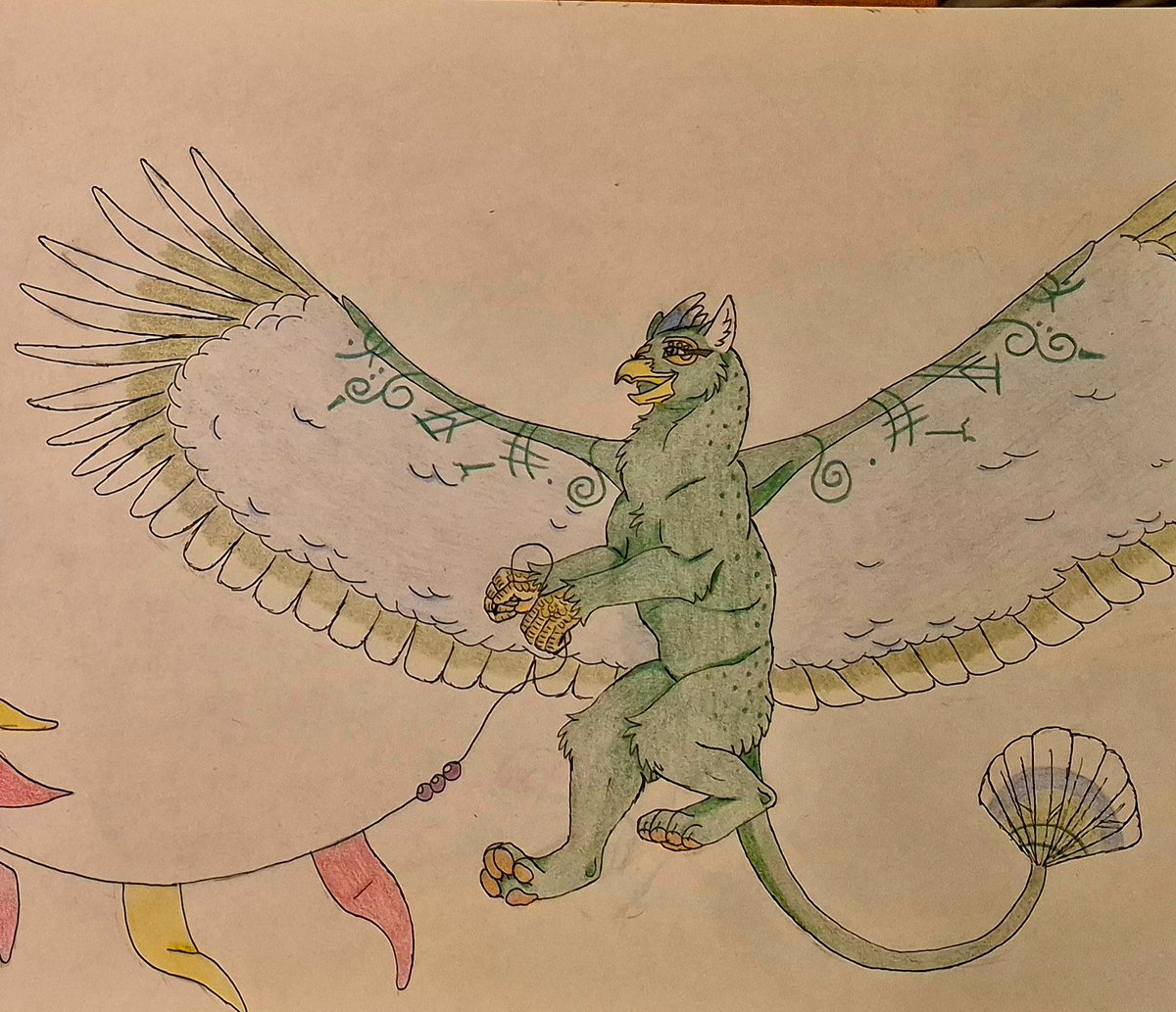 AuthorAlesa's tweet image. A past student of mine is a fan of my books. I made this artwork of her in her "griffin form" (based on a fun little quiz I made) hanging out with one of her favorite characters: Ben! They're doing flight training together!

#fantasyart #bookcharacter #authorlife #characterart