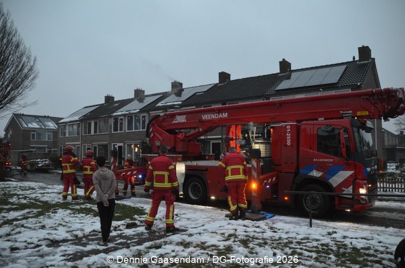 Zolderbrand aan de Barkstraat in Veendam