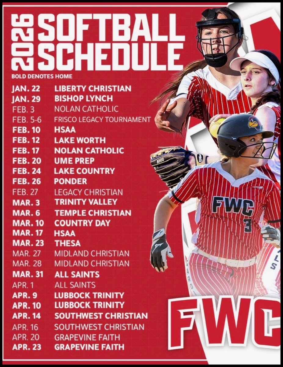 SBALL FINAL: Fort Worth Christian officially opened the 2026 regular season, 16-1 over Dallas Bishop Lynch on Friday. Cardinals (1-0)

Elle Andujar - HR, 4 RBI
Addison Tischer - 2-2B, 3 RBI
Ava Chopra - 2 RBI

2029 Gabby Bright <a href="/bright_gab6/">Gabby Bright</a> (1st official HS game) - 2-3, 3 RBI; 1