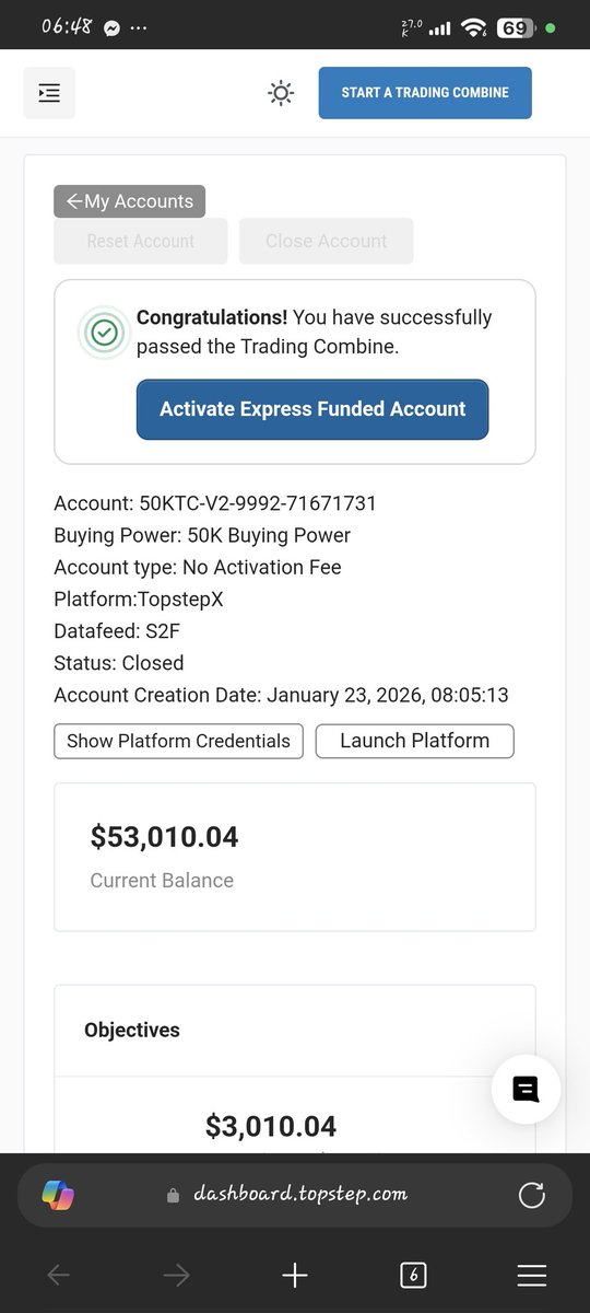 Está semana fué una salvajada, en el mejor sentido de la expresión.

Una #Combine que llegó sin esperarla (Gracias <a href="/Topstep/">Topstep</a>)
Un #NQ que se movió maravillosamente.
6 Días positivos y un objetivo bien logrado.

Será este mi "cambio que llega de un momento a otro"?

Espero que si