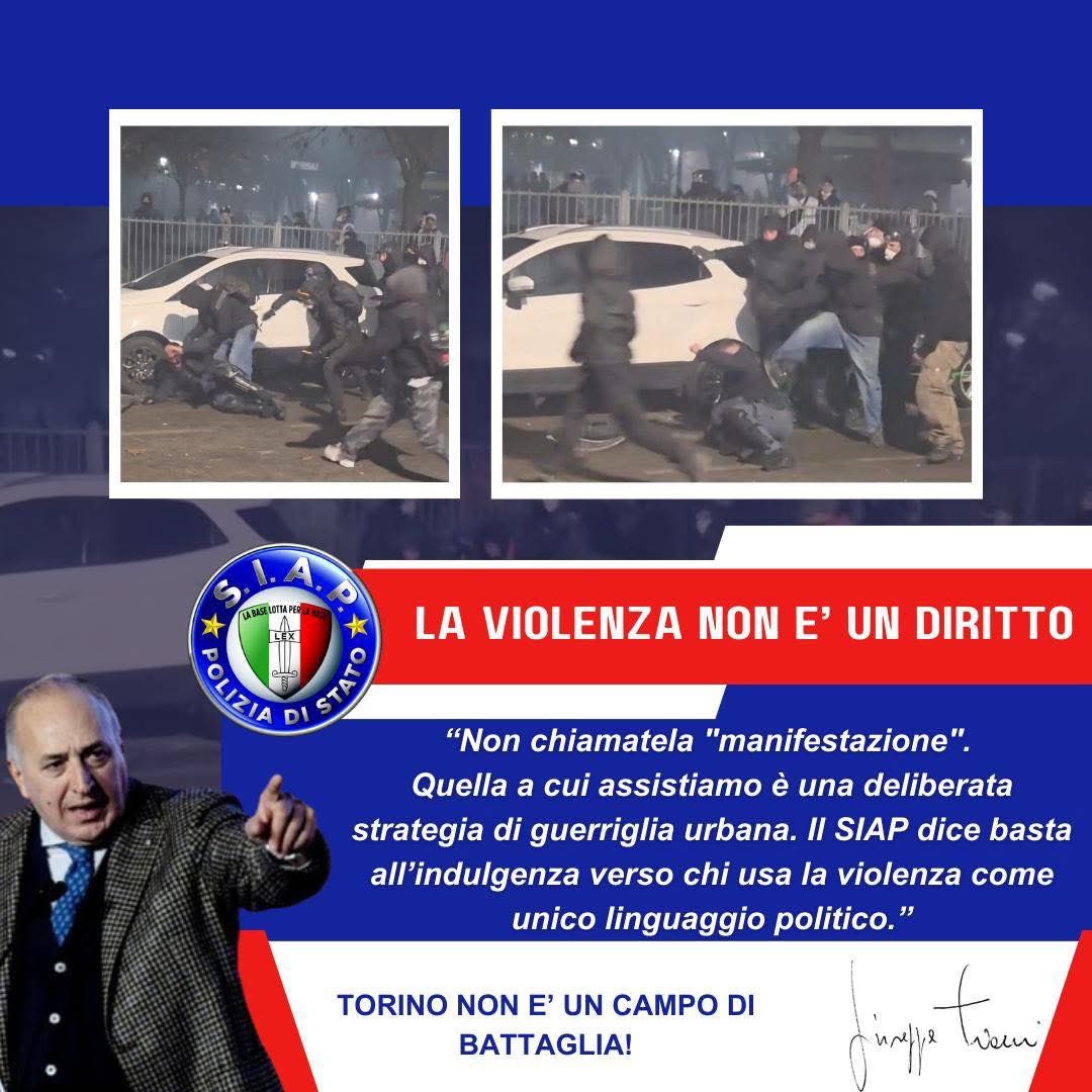 g_tiani's tweet photo. #Askatasuna non è più tempo d’indulgenza retorica verso chi ha scelto la violenza come linguaggio politico, devastando la città, aggredendo e ferendo #poliziotti. Il diritto di protesta e garantito e tutelato, ma la violenza di piazza va perseguita con fermezza. @PressOfficeSiap https://t.co/dRfD0tZkkA