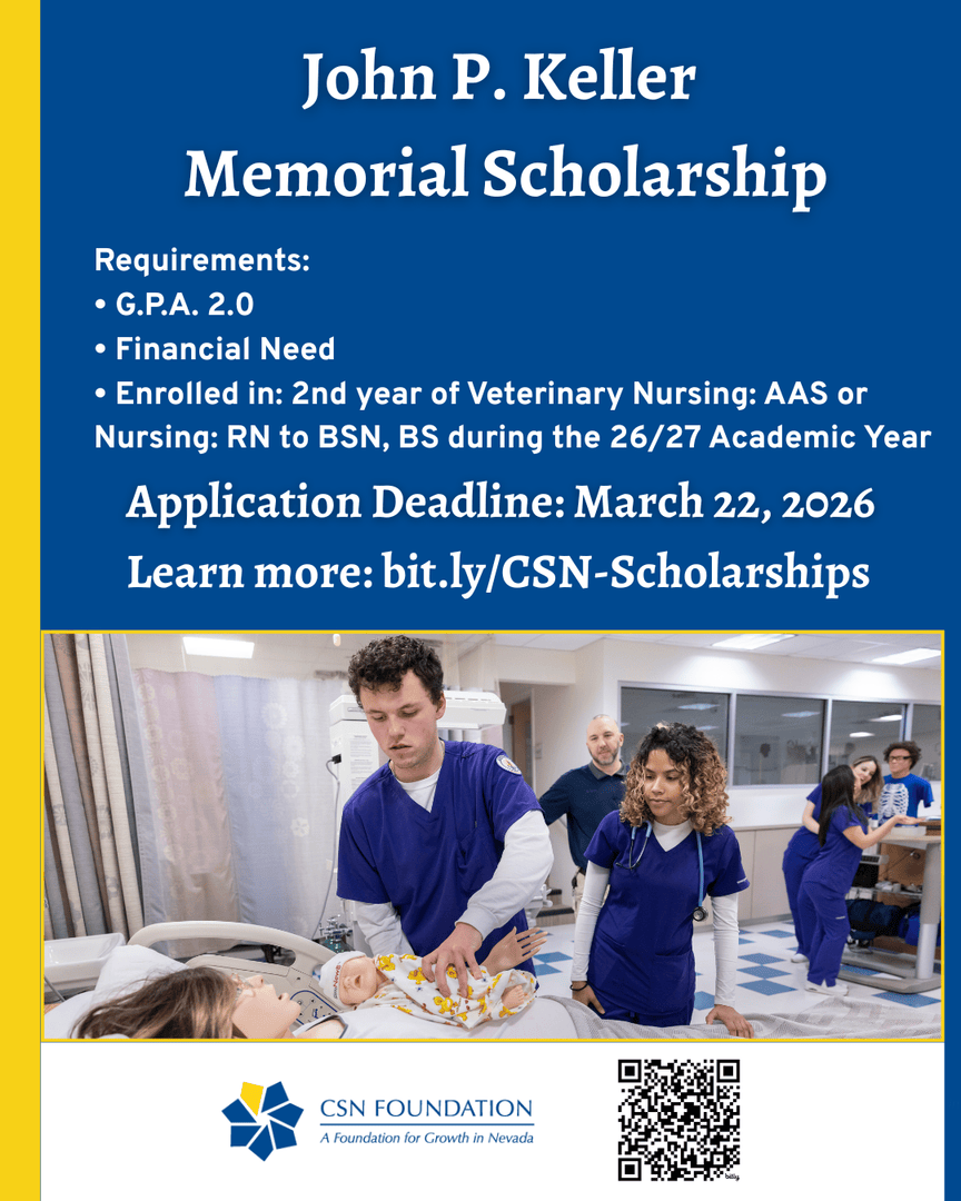 CSNCoyote's tweet photo. John P. Keller Memorial Scholarship is available to eligible students with financial need who are in their 2nd year of Veterinary Nursing (AAS) or Nursing during the 2026-2027 academic year.

🗓️ Deadline: March 22, 2026
📲 Click the link in our bio to apply. https://t.co/iJJAM3PgFs