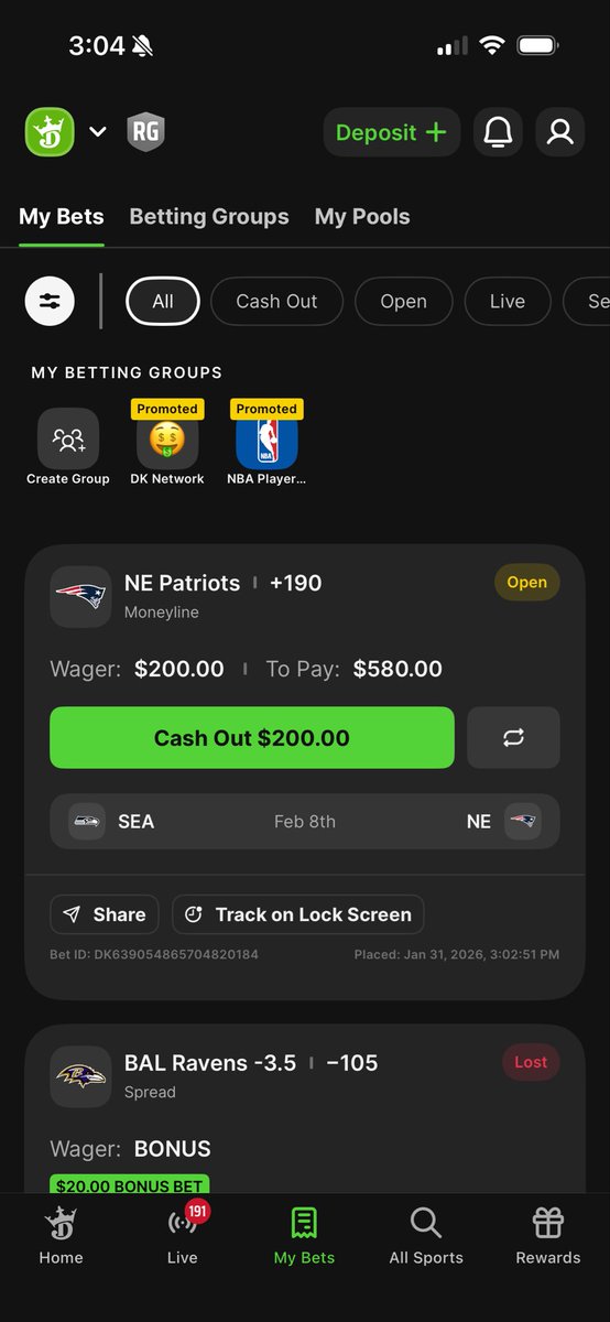 $200 on Patriots money line. F*ck wit me.