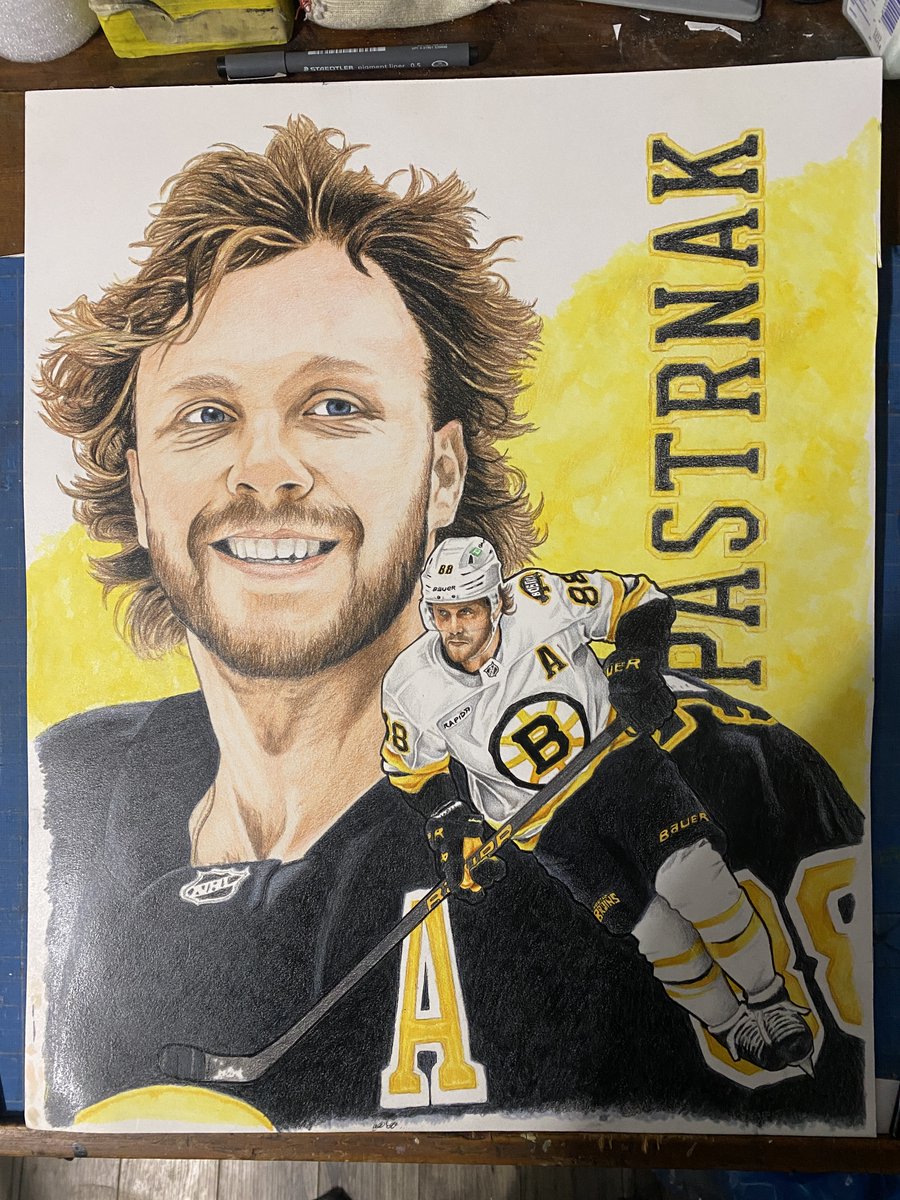 After watching the <a href="/nhlbruins/">Boston Bruins</a> &amp; <a href="/pastrnak96/">davidpastrnak</a> 
play so great the last few weeks I got inspired to hit the drawing table. #drawingart #sportsart #hockeyart