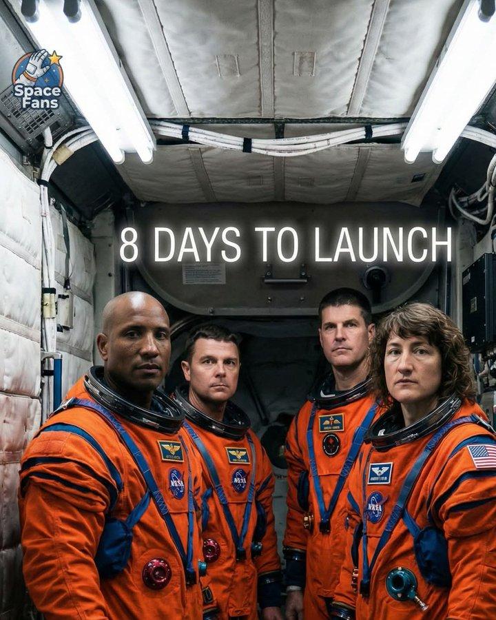 MoonArtemis2's tweet photo. 8 Days to the Artemis II Moon Mission launch! 
The countdown has begun 🌒🚀

#NASAMoonCrew #ArtemisII #artemis2 #MoonMission https://t.co/1YwORYSZb1