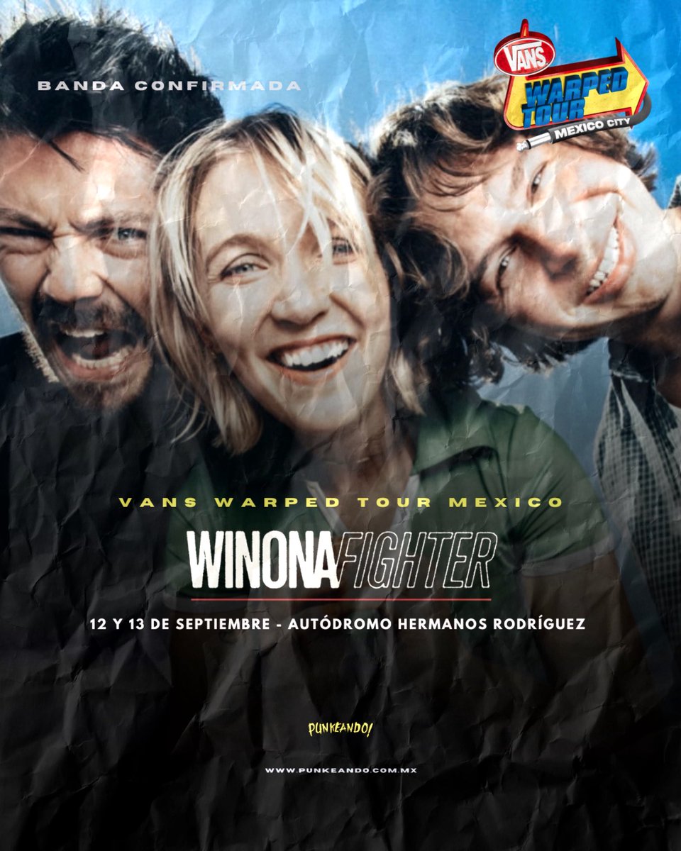 Winona Fighter hará su debut en México como parte de la edición de México del Vans Warped Tour 2026 y, además, formará parte de la edición de Long Beach, California.