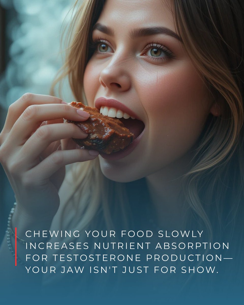 Foundation42828's tweet image. Chewing your food slowly increases nutrient absorption for testosterone production by activating the parasympathetic nervous system needed for proper digestion and hormone synthesis.
#MindfulEating #NutrientAbsorption #TestosteroneProduction #DigestionHealth #HealthyHabits