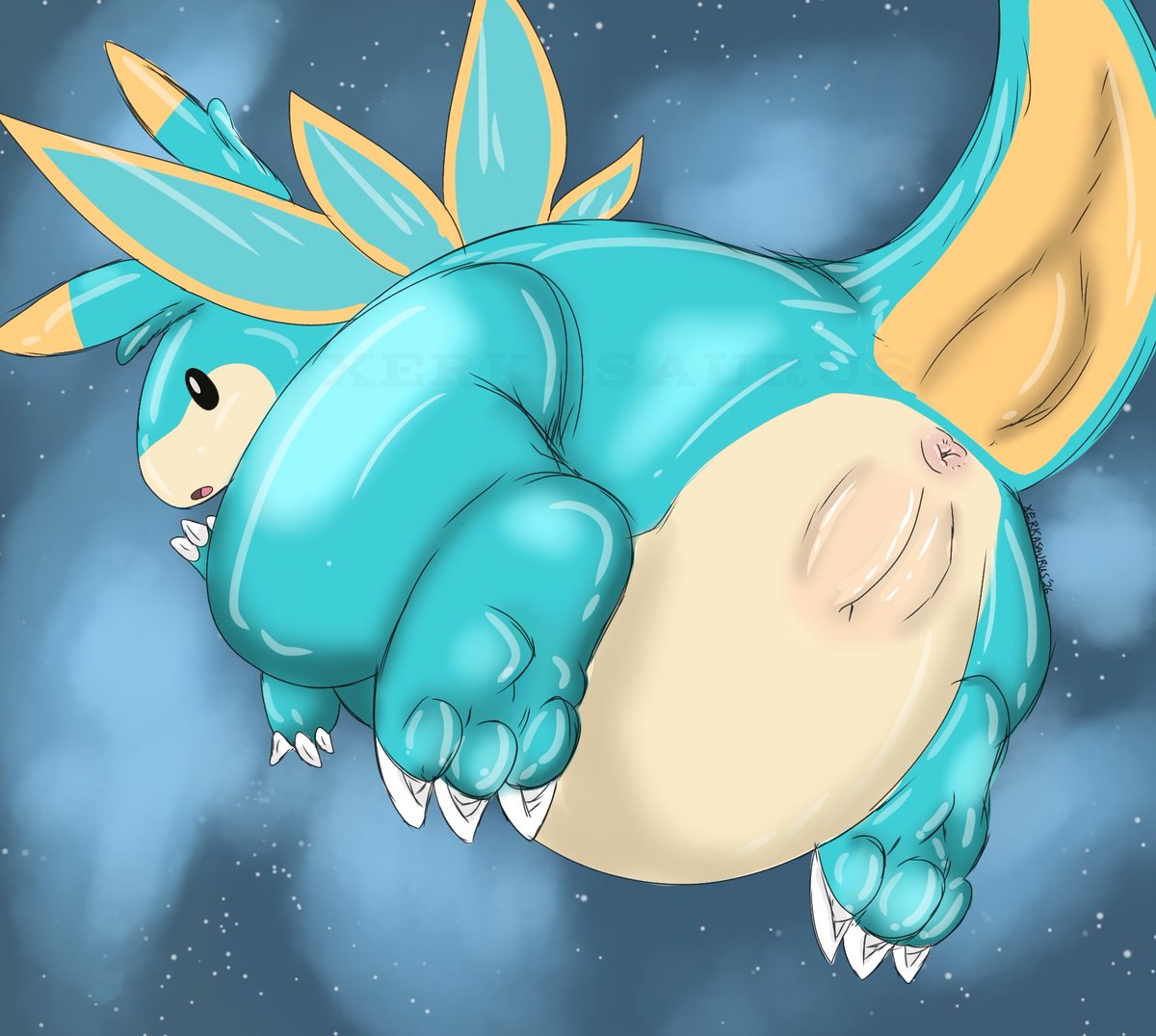 XERKASAURUS's tweet photo. Wanted to draw my sweet Elphidran, Elphid. She was my flying mount for the longest time on Palworld and I figured she needed a tribute! Careful, she's shy~ https://t.co/czSwlCzVAf