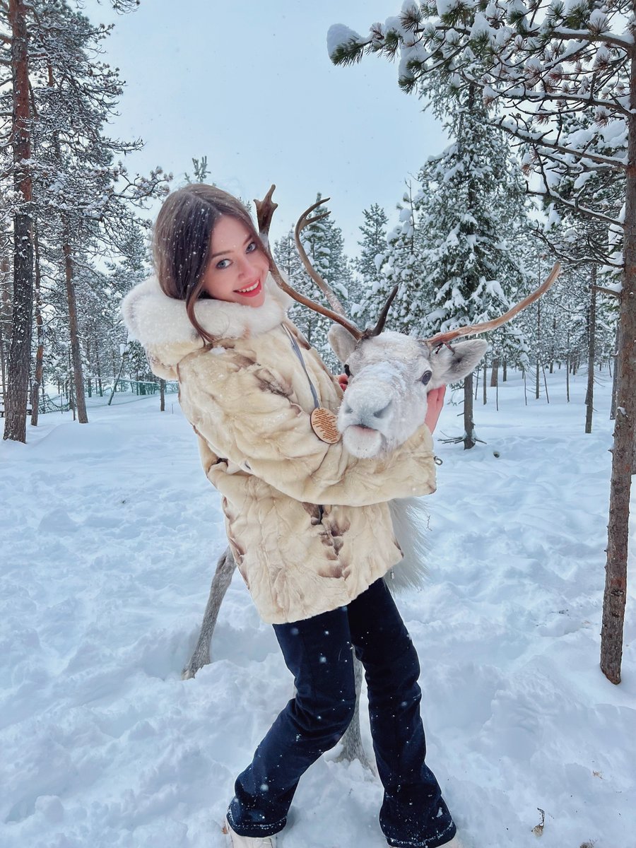 sashameetsrus's tweet photo. My feed is currently full of Epstein-file chaos, so here’s a wholesome distraction: me with an arctic reindeer 🦌❄️ https://t.co/1Y2THna3fW