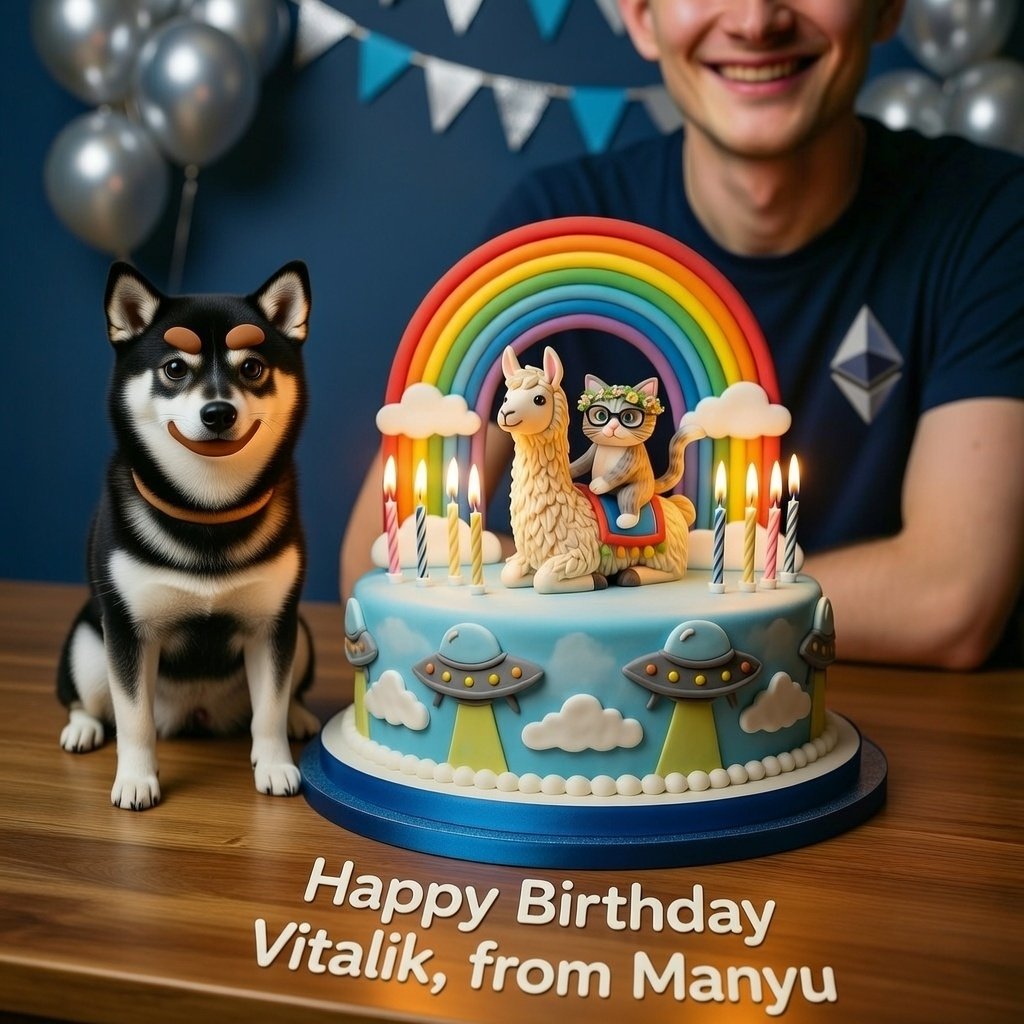 OJOW7427's tweet photo. @cryptocom @vitalik Happy birthday @VitalikButerin @cryptocom from the @RealManyu community $MANYU loves being ETHereal for real, real Manyu. 🥳🙏 By way did you donate your $MANYU to a charity @VitalikButerin ? 🥳✅️🙌🙏🐶 https://t.co/rEZT2VlzYO