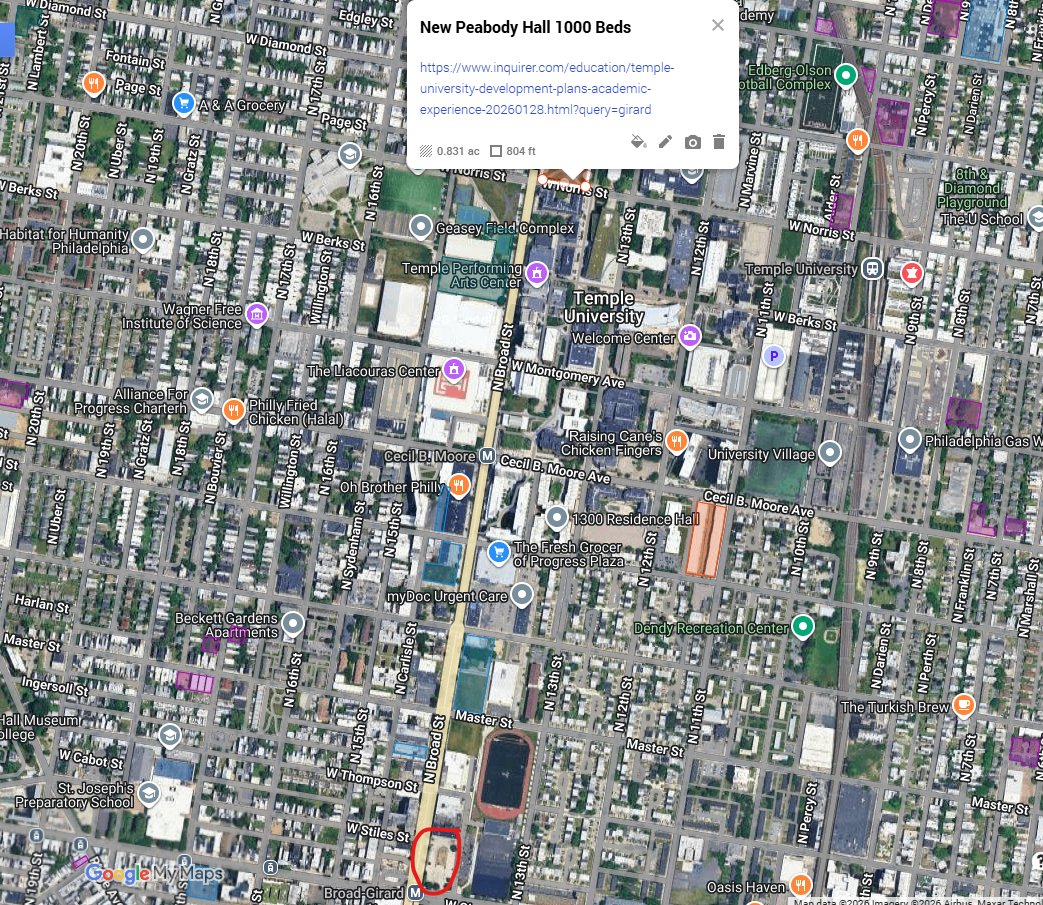 Wait so if the new 1000 bed dorm is slated for Broad &amp; Norris then what's the plan for the old McDonalds site at Broad &amp; Girard?