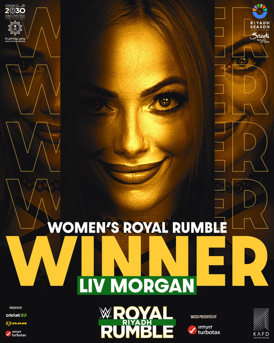 WWE's tweet image. .@YaOnlyLivvOnce is your 2026 Women's #RoyalRumble Winner! 🙌