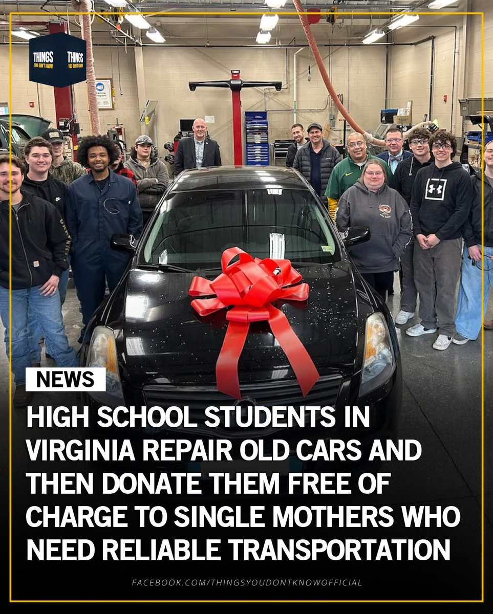 cecegkh's tweet photo. For the past eight years, students in the automotive technology program at Louisa County High School in Mineral, Virginia, have been repairing and refurbishing donated used cars, then donating them free of charge to single mothers in need of reliable transportation. ♥️♥️♥️ https://t.co/xBaIJU7l5p