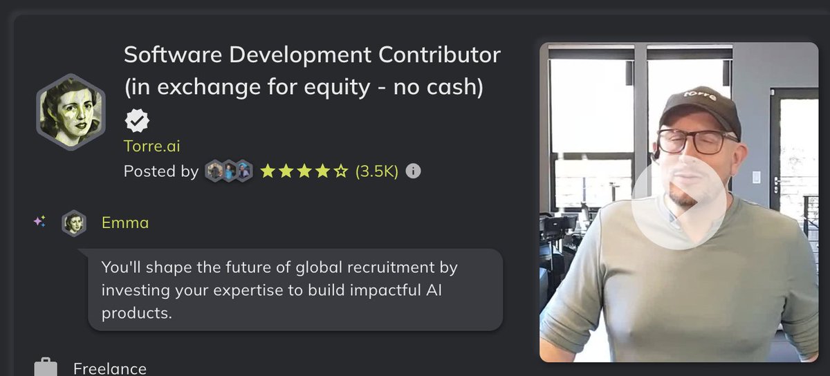 This job offer by <a href="/torrenegra/">Alexander Torrenegra</a> is borderline pathetic, offering unpaid labor in exchange for equity, from a company that raised 22 million... 😬