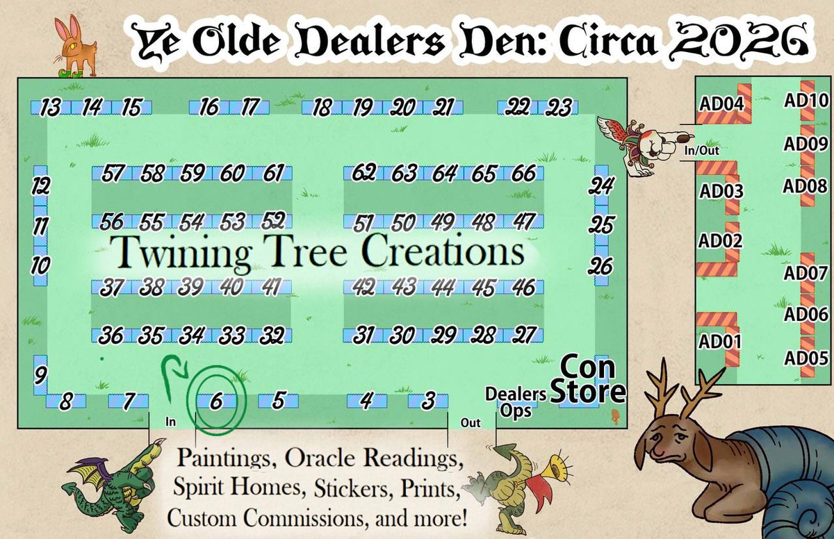 TwiningTree's tweet photo. Just a few more days until @FurSquared!🥳 Find me at Table 6 in the Dealer's Den! 

🐾

Can't make it to Fursquared? No worries! I will be in the @MotorCityFurCon Dealer's Den Feb 13-15th. Another weekend of art where you can get your very own traditional arts from my table.

❤️ https://t.co/5GdAIBODFu