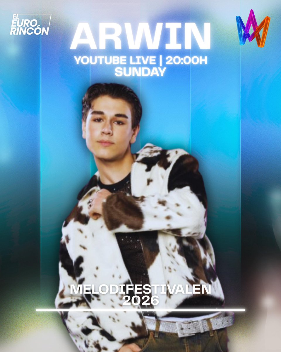 💙 El Deltävling 1 ha terminado pero la segunda parada del #Melfest empieza MAÑANA. 

❤️ARWIN estará en DIRECTO a las 20H en El EuroRincón. 

✨Tras quedar a las puertas de la final el año pasado este año lo intentará abriendo el DT2 con ‘Glitter’ 

#Melodifestivalen