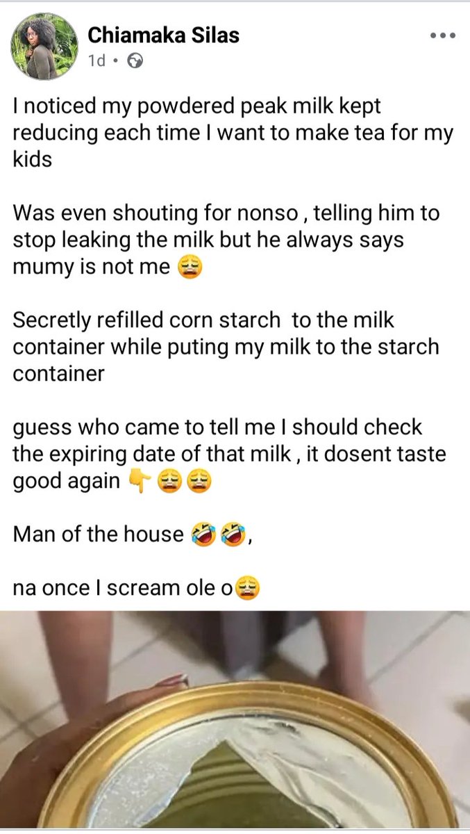 Move_withgrace's tweet image. As seen on Facebook, from my point of view sha the man of the house was just tasting the milk to know if it is expired or not.

What a caring man😊😊