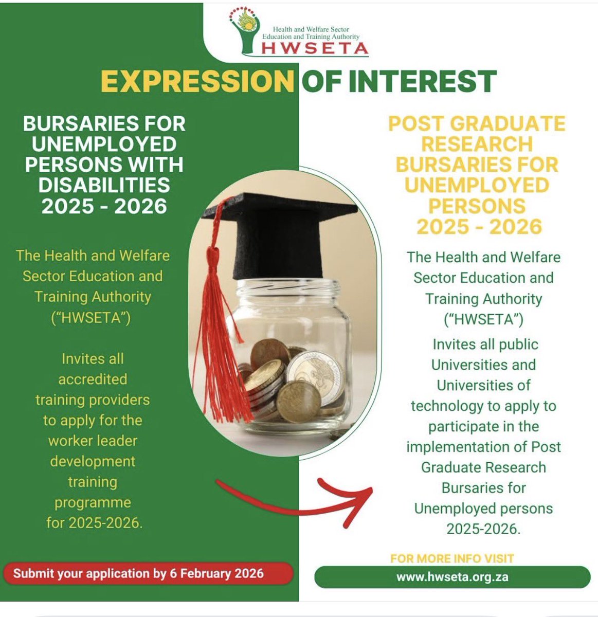 rsacareerhelp's tweet photo. HWSETA invites Universities, Universities of Technology, as well as public and private Nursing Colleges to apply.
 fields:
Health, Social Sciences, Veterinary Studies
https://t.co/W4jr1JGHXz
# dhet #cds #funding #khetha https://t.co/B0wXEoCg7Y