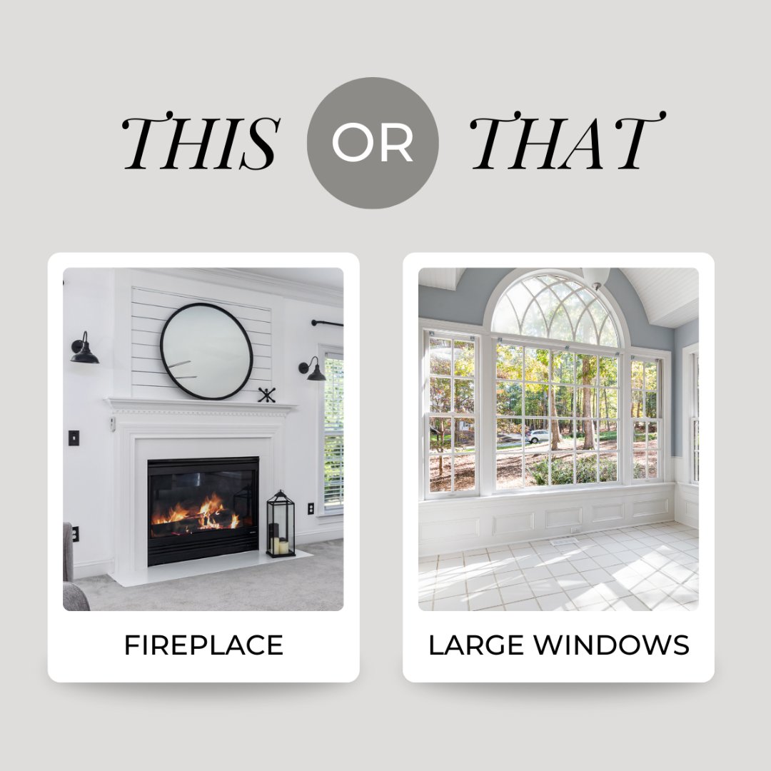 Bridgetyingram's tweet photo. 🔥☀️ Which home feature tops your wishlist?

Would you rather have a fireplace for warm, relaxing nights… or expansive windows that fill your home with bright, airy natural light?

Let us know in the comments!

#thisorthat #interiordesign #windowviews #fireplace https://t.co/Lbymbpexej