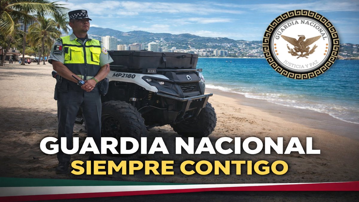 EscudoMegna's tweet photo. Con el compromiso de mantener un entorno de paz, la Guardia Nacional mantiene presencia permanente en la Bahía de Santa Lucía. Nuestra misión es clara:
- Prevenir el delito.
- Brindar atención inmediata a residentes y turistas.
#guardianacionalsiemprecontigo #PlayasSeguras #Megna https://t.co/MSvGUoTtly